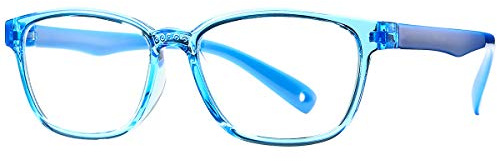 Pro Acme Blue Light Glasses for Kids Boys Girls Clear Computer Gaming TV Glasses Unbreakable Frame (Transparent Blue)