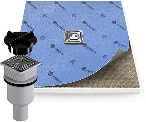 Saxoboard® Duschelement 120x120 cm, befliesbar + 100% wasserdicht + komplett einbaufertig, Duschboard inkl. Ablauf senkrecht