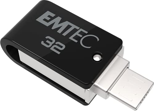 EMTEC - Memoria USB de 32 GB Dual T260B Mobile&Go con USB 2.0 giratoria, USB Stick Dual USB-A y Micro USB