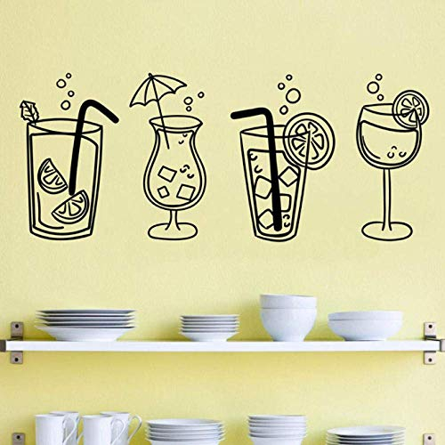 Wand Vinyl Aufkleber Für Vier Cocktail Glas Getränke, Verwendet Für Küchenbar Restaurant Innenwanddekoration Fenster Glas Aufkleber 30X71 Cm