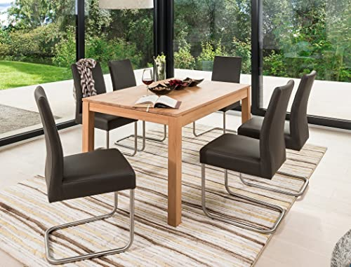 expendio Tischgruppe Esstisch Karlo 1XL ausziehbar Kernbuche Tisch 140(190) x90 cm + 6 Schwingstühle Kaja Kaiman Fango Esszimmer Wohnzimmer Massivholz, Holzart:Kernbuche lackiert