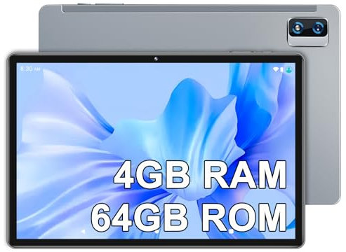 YESTEL Tablet 10 Pulgadas con Funda, 64GB RAM 1TB Ampliable, HD Tablet Android con WiFi, Octa-Core, Smart IPS 1280 x 800, Battery 8000 mAh, 13 MP + 5 MP, Bluetooth, USB-C, Gris