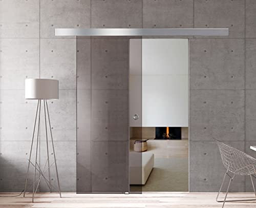 BOSS Porta Scorrevole in vetro 90x215 cm (60/80/90 cm) 8 mm, vetro Bronzo, kit hardware complete (90x215 cm)
