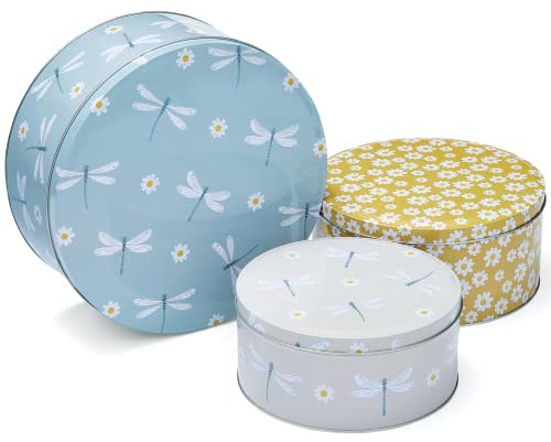 COOKSMART England Set of 3 Cake Storage Tins | British Designed Nesting Cake Tins for Cakes & Biscuits | Cake Tin/Biscuit Tin Available as Square Cake Storage Tin or as Round Cake Storage Tin