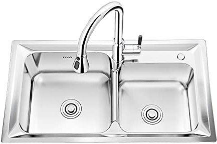 Fregadero De Cocina, Fregadero De Doble Seno De Acero Inoxidable, Fregadero De Cocina con Caja De Trabajo Instalado En La Parte Inferior del Comedor(A 72 * 38 * 22cm)