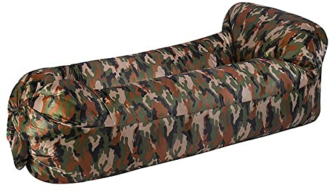 Surwin Wasserdichtes Aufblasbares Sofa,Tragbares Luft Sofa Aufblasbare, Air Lounger, Luftsofa Luftsack Für Outdoor, Strand, Reisen, Party, Camping Gadgets (Camouflage,185x70cm)
