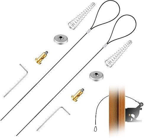 MARRTEUM Gate Latch Cable Pulls Kit, Black Spring Loaded Adjustable Gate Latch Cable Pull Gate Opener for Metal Wooden Fences Garden Backyard Door Fence Gate Opener (2 Sets)