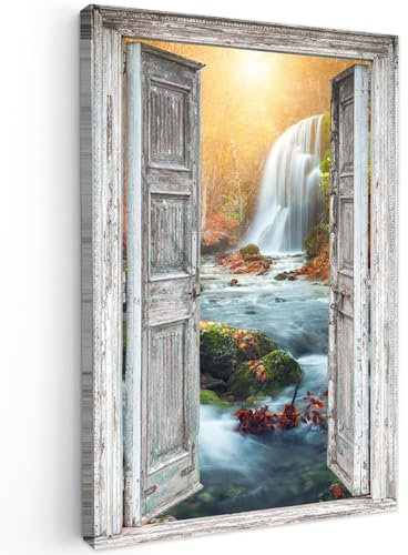MuchoWow© Impression sur Toile Decoration Murale Peinture 40x60 cm Tableaux Decoratifs Muraux Déco Chambre Tableau Salon Cascade - Transparent - Paysage