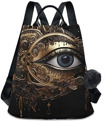 GAIREG Rucksack für Damen, Motiv: Eule und Blumenkranz, Diebstahlschutz, Reißverschlussfach, Reisetasche, Auge im Mandala-Stil