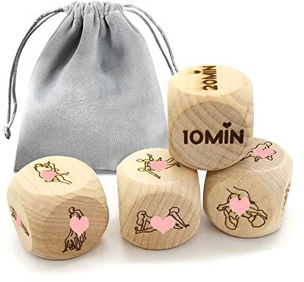 ZoTuoART Yoga-Übungen für Erwachsene, 4 Stück, Holzwürfel, Party, zufällige Herausforderung, 2,5 cm, Entscheidung, Rollenspiel, Würfel, lustige Würfel