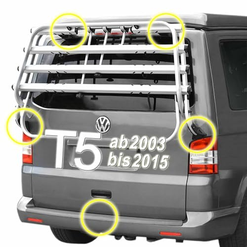 JAWERK Schutzfolie für Fahrradträger VW T5 T5.1 T5.2 (2003 bis 2015) - 5 TLG. - TRANSPARENT Klar Heckträger, Lackschutz, Kratzschutz, Selbstklebend, Autofolie