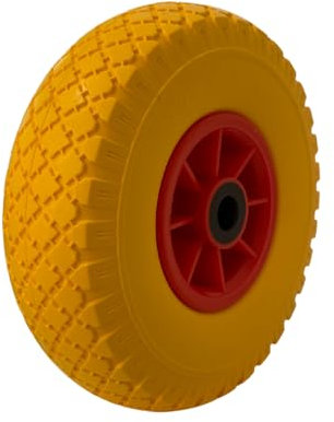 KEROPPA Rueda Maciza Carretilla Pack de 2 Rueda para Carros 26 cm diámetro Eje ABS Grosor 7 cm Resistente Duradera Amarillo