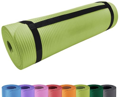Deluxe Yogamatte Rutschfest und Gepolstert Tragegurt extra dick 15mm - Premium Gymnastikmatte mit Tragegriff für Zuhause und Draußen - auch als Isomatte oder Campingmatte 180 x 60,5 cm (Hellgrün)