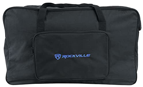 Rockville TB15 v2 Padded Speaker Bag for 15 DJ PA Speakers, Stand Holder, Thick Foam, Rain-Resistant, Dual Handles, for Mobile DJs and Musicians