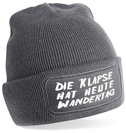Herzbotschaft Beanie Strickmütze mit Spruch | Die Klapse hat Heute Wandertag | Farbwahl | Unisex SoftTouch angenehm weiche und warme Wintermütze | OneSize Einheitsgröße für Erwachsene