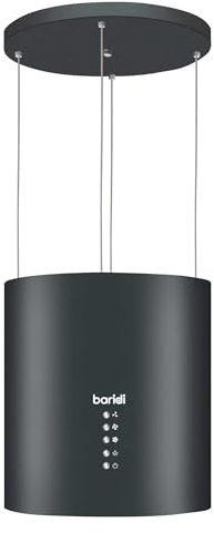 Baridi Island Cooker Hood, Pendant Style, Ø35cm, 3-Speed, LED Lights, Energy Class A, 530m³/h Airflow, Black - DH219
