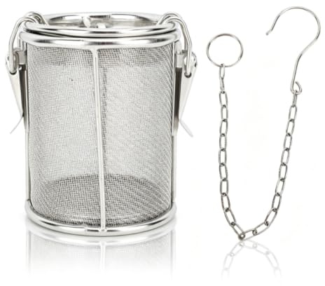 Spice Seasoning Strainer, Large Capacity Stainless Steel Tea Ball Mesh Tea Infuser Strainer with Extended Chain Hook, Tea Strainers for Loose Tea, Spice Infuser Seasoning Ball for Home Kitchen(S)