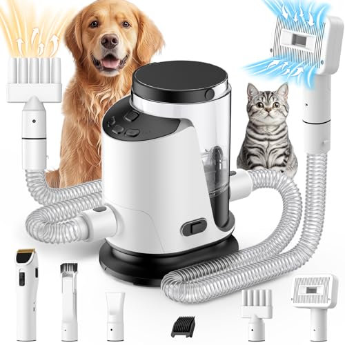 Aspiradora, secadora y cortadora para perros de 3 litros, recipiente de 3 litros para perros grandes, kit de aseo para perros 3 en 1 en casa, kits de aseo para mascotas con temperatura y flujo de aire