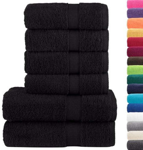 vidaXL 6 TLG. Premium-Handtuch-Set SOLUND Schwarz 600 g/m²