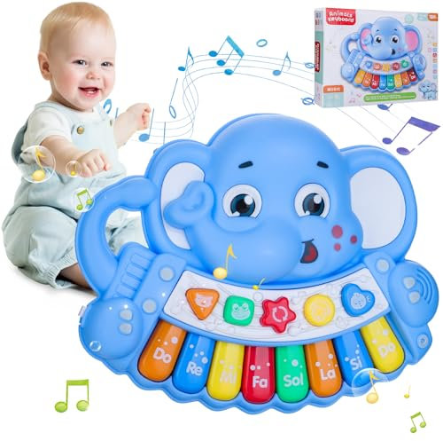 Kairey Giocattolo per pianoforte con tastiera per bambini dai 18 mesi in su, giocattolo educativo a forma di elefante musicale per lo sviluppo precoce e attività, regalo di compleanno di Natale per