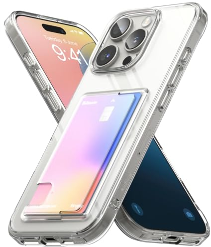 Ringke Fusion Card Case Kompatibel mit iPhone 16 Pro Max Hülle, [Eingebauter Kartenhalter] Transparente Hart-PC Rückseite Stoßfester TPU Bumper Mit Schlankem Kartenetui Handyhülle - Clear