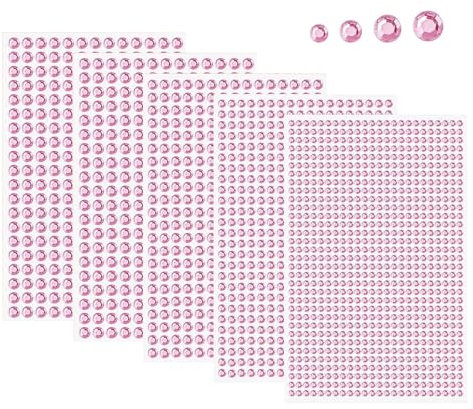 Pietre glitterate autoadesive 2000+ strass autoadesive 3/4/5/6 mm, pietre rotonde per la decorazione delle unghie e il trucco del viso (rosa)