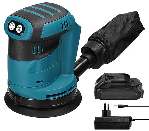 Mulcort 125-mm-Akku-Exzenterschleifer mit bürstenlosem Motor, Holzschleifer, elektrischer Autopolierer, multifunktionales Holz- und Metallwachs, Polieren, Schleifen, Schleifmaschine