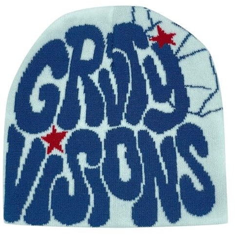 Bastwahl Beanies Y2K - Damen Beanies Y3K Beanie mit Grafik Gestrickte Coole Beanies Winter Warme Mütze Nette Weibliche Kappen