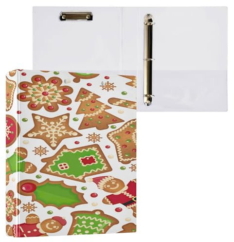 3 Ringbuchordner 3,8 cm (1,5 Zoll), Notizbuchordner mit Tascheneinband, 1/2 Packung, Schulhefte, 200 Blatt, Weihnachtsplätzchen, Ingwer