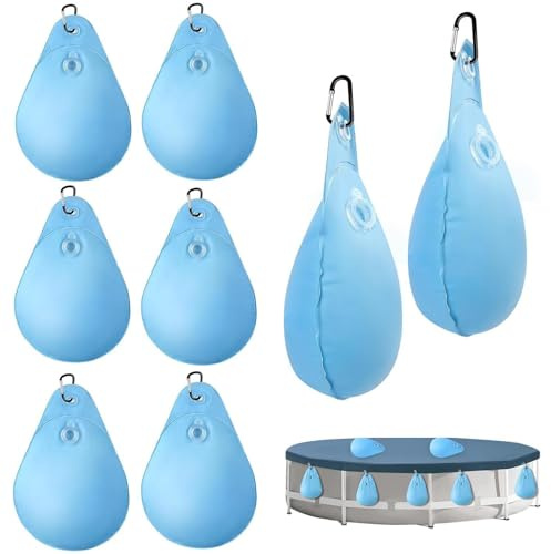 Wasserbeutel für Pool | 8 x Gewichtssack für Pool mit Haken – Dickes PVC, Frostschutzmittel, Schwimmbad, Schließzelt, Gewichtssäcke, auslaufsicher, für Poolzelt, Outdoor