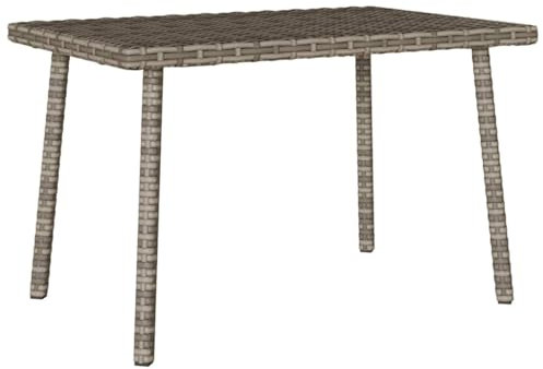 vidaXL Garten-Couchtisch Rechteckig Grau 60x40x37 cm Poly Rattan, Outdoor-Couchtisch, Patio-Couchtisch, Grauer Garten-Couchtisch, Außen-Couchtisch