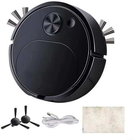 Emiif Robot Vacuum Cleaner with Mop, Smart Navigation Robotic Vacuums for Hoover for Pet Hair, Rechargeable Automatic Cleaning Machine for Carpets Hard Floors(black)