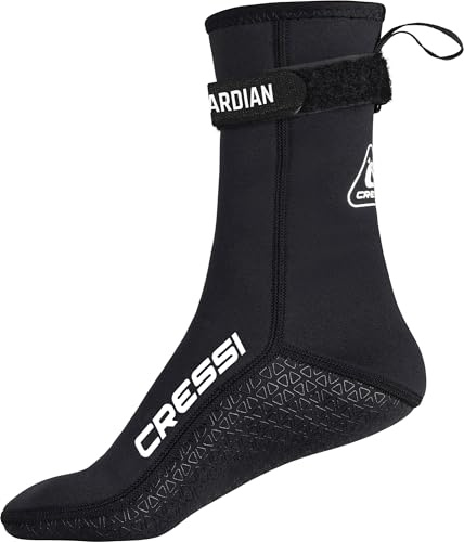 Cressi Guardian High Neoprene Socks 2mm S - 2mm Neopren High Top Socken mit Klettverschluss, ideal für alle Wassersportbegeisterten, Schwarz, S, Unisex