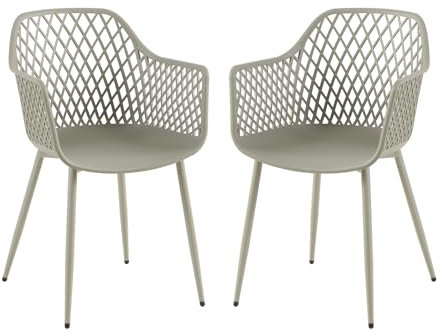 buybyroom Gartenstühle 2er Set, Gartenstuhl mit Armlehne, Outdoor Stuhl Lounge Sessel, Terrassenstühle Balkonstühle, Grau