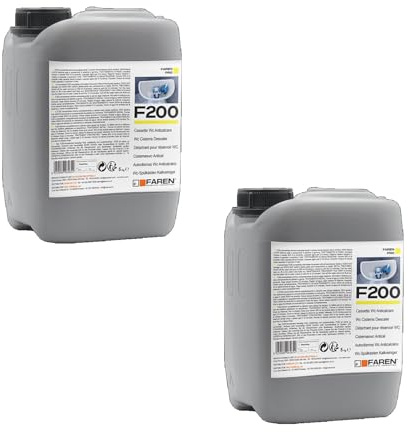 FAREN, Disincrostante Anticalcare F200, Elimina Incrostazioni di Calcare dalle cassette di scarico, Sicuro su Plastiche e Gomme, Efficiente ed Economico, 5lt (2, Latta 5lt)