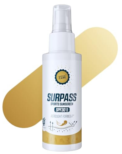 SURPASS Sport Sunscreen LSF 30 - Trockenöl - Langanhaltender Sonnenschutz Spray für Gesicht und Körper - Wasser- und schweißresistent - Vegan - UVA + UVB - EcoSun Pass - AeroLight Formula 100 ml
