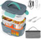 Carastek 80W Électrique Gamelle Chauffante Boîte à Lunch 3 en 1 Lunch Box Gamelle Chauffant Boite Repas Alimentaire 220V 12V 24V en Acier Inoxydable Thermique Amovible Convient pour Voiture Camionet