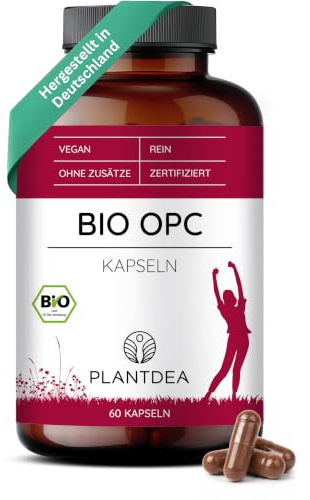 PlantDEA Bio OPC Kapseln I aus biologischem Traubenkernextrakt I 500mg Tagesdosis I 60 pflanzliche Kapseln I bio-zertifiziert I laborgeprüft I Bio OPC Pulver I veganes Präparat I ohne Zusätze