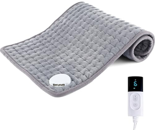 Aischens Ultraweich Heizkissen mit Abschaltautomatik - 30x60cm, Elektrisches Wärmekissen mit 9 Temperaturstufen & 4-Stunden-Timer, Digitaler Fernbedienung, Wärmekissen für Rücken Nacken Schulter Bauch