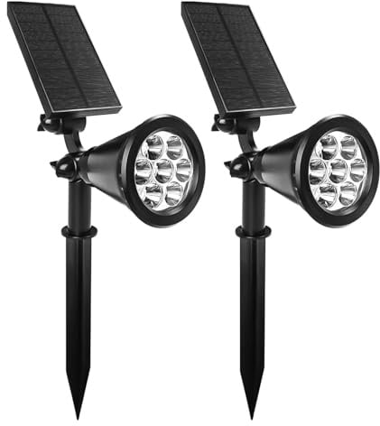 Fosingut RGB Spot Solaire Exterieur,2 en 1 Lampe Solaire Exterieur Jardin Etanche IP65,7 LED Projecteur Solaire Éclairage de Sécurité,Paysage Lumière pour Noël Deco,Jardin,Allée,Cour,Fête,2 Pack