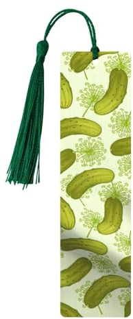Sushi Dill Pickles Holz-Lesezeichen zum Aufhängen, Ornamente, rechteckige Lesezeichen mit Löchern und Seilen