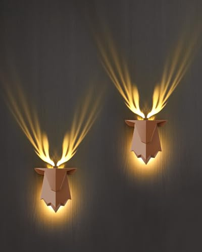 Fuloon Hirschschatten LED Wandleuchte Innen Outdoor mit Fernbedienung, 1800 mAh Wiederaufladbare Wandlampe, Wand Lampe Dimmbar, Dekorative Wandleuchten für Wohnzimmer, Treppenhaus, Flur, Balkon