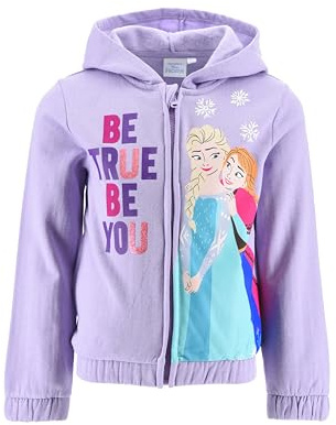 Disney Anna and Elsa Frozen Hoodie for Girls, Frozen Pullover, Children's Hoodie, Sweatshirt with Zip, lilac, 98