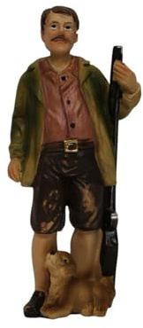 ZICOM Krippenfigur Miniaturfigur Jäger mit Hund Höhe 12,2cm handbemalt Polyresin, Modellbau Puppenhaus