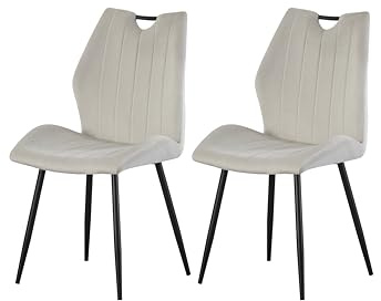 xonox.home – 4 Fuß Stuhl Christin 52x75x58 cm Creme 2er Set – Ergonomischer Esszimmerstuhl mit Griffloch – Belastbar 120 kg – Moderner Wohnzimmerstuhl für stilvolle Essbereiche