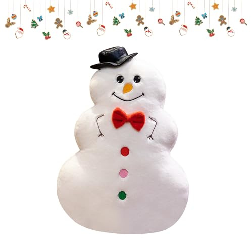 FUFRE Weihnachtskissen Schneemann, 35cm Kissen Weihnachten, Weihnachtsdeko Schneemann Plüschkissen, Plüsch Sofakissen,Dekokissen für Geschenk Wohnzimmer Schlafzimmer Zuhause Sofa (B)