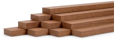 Woodsellers® Juego de 10 listones de madera de caoba cepillada, 8 × 25 × 500 mm, listones de madera maciza natural y listos para pegar, para muebles, ventanas y construcción de interiores
