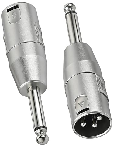 Fofuo 2 Pack XLR to Jack Adapter 6.35mm TRS to XLR Male Converter Mono | 1/4 Inch Stereo Balanced Audio Jack Connector 3 Pin TRS Plug Gender Changer for Studio Mixer Amplifier Microphone Monitor