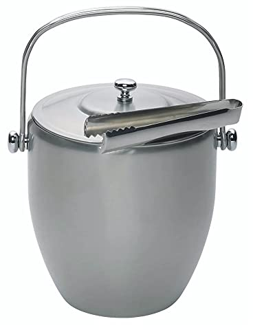 BarCraft KCBCICEBUC Ice Bucket with Lid and Tongs in Gift Box, Stainless Steel, 1.9 Litre