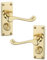 URFIC Door Handle for Internal and External Doors Victorian Scroll 1 Pair (2 handles) Polished Brass Bathroom Lock on Plate. Sleek Design Levers for Wooden Kitchen and Bedroom Interior Exterior Door